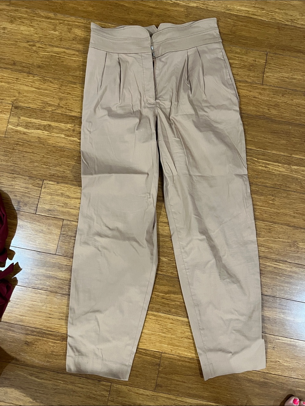 Women’s High-Waist Pleated Beige Pants